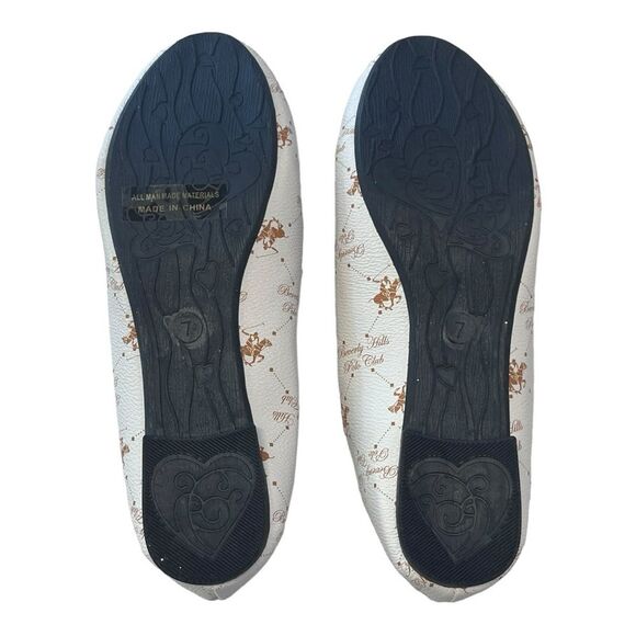 NWOB Beverly Hills Polo Club | Cream Tan Logo Slip on Flats - Picture 5 of 5